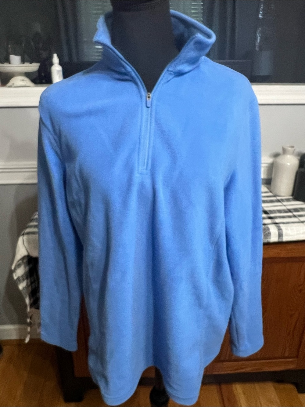 Lands End Women’s Light Blue Quarter-Zip Fleece Pullover EUC